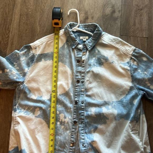 EASEL Long Sleeve Oversized Washed Denim Shirt Dress / Jacket sz S - Picture 12 of 15